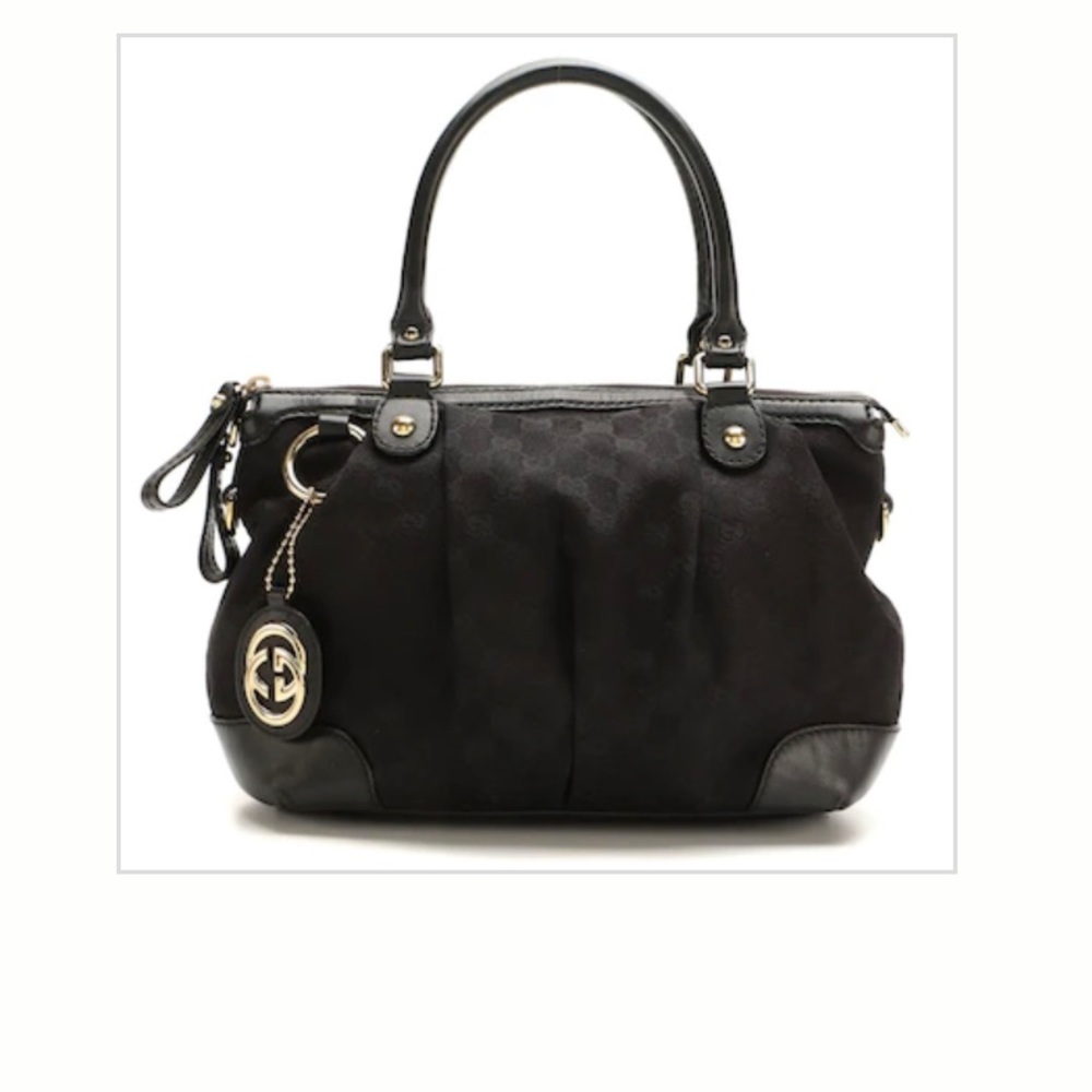 Gucci Sukey Two Way in Black GG Canvas and Leather
